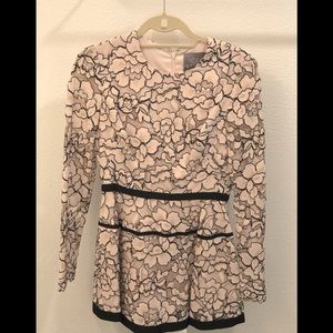 Blush and black lace long sleeve top